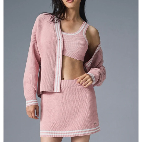 Alo Tennis Club Sweater Knit Cardigan NWT Ballet Pink - Picture 4 of 4